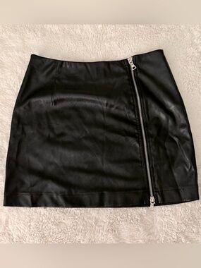 Tiger Mist Skirts | Tiger Mist Leather Zip Up Mini Skirt | Color: Black